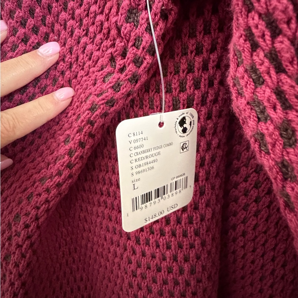 NWT Free People Maisie Oversized Sweater in Cranberry Fudge XL (L tag) - Picture 6 of 7